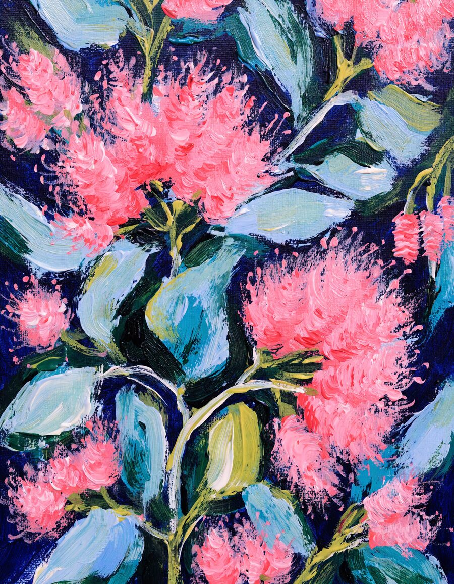 Pink flowering gum artwork