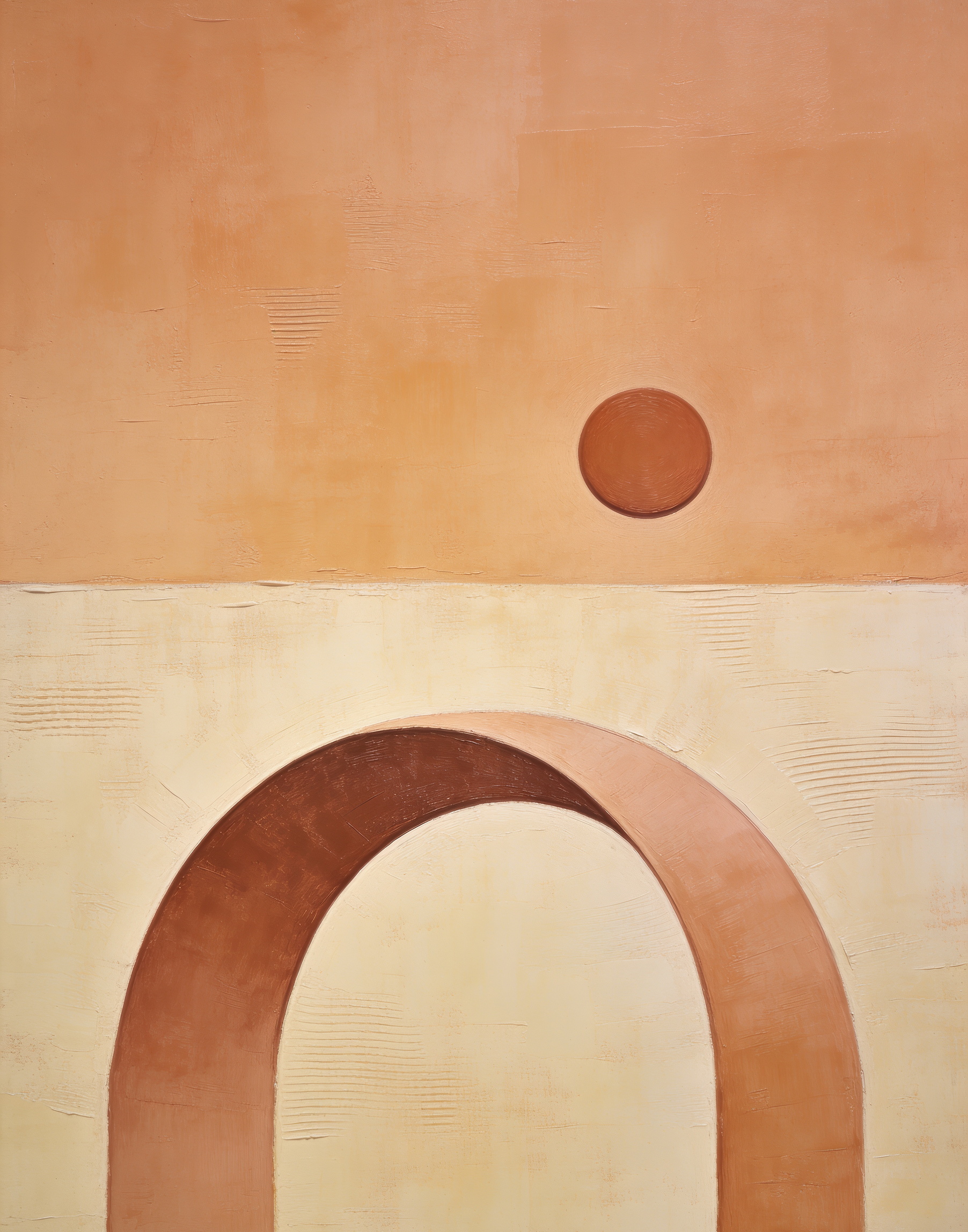 Close view of a warm textured neutral abstract artwork